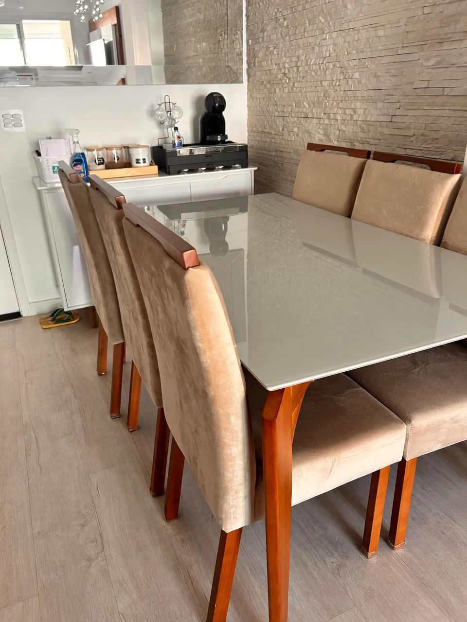 Mesa com 6 cadeiras tampo de vidro  - Foto 3