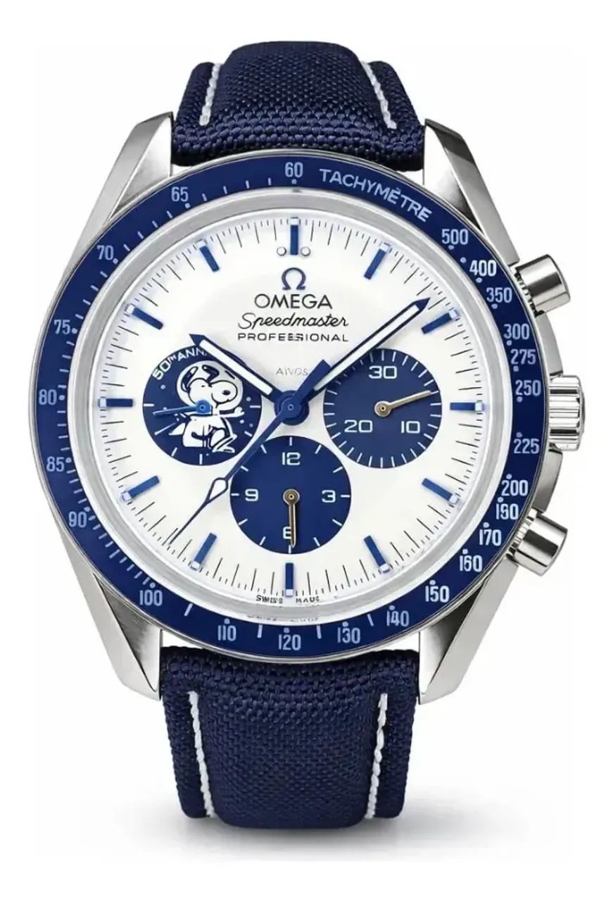 Relogio Omega Snoopy Pulseira Nylon + Estojo Logo
