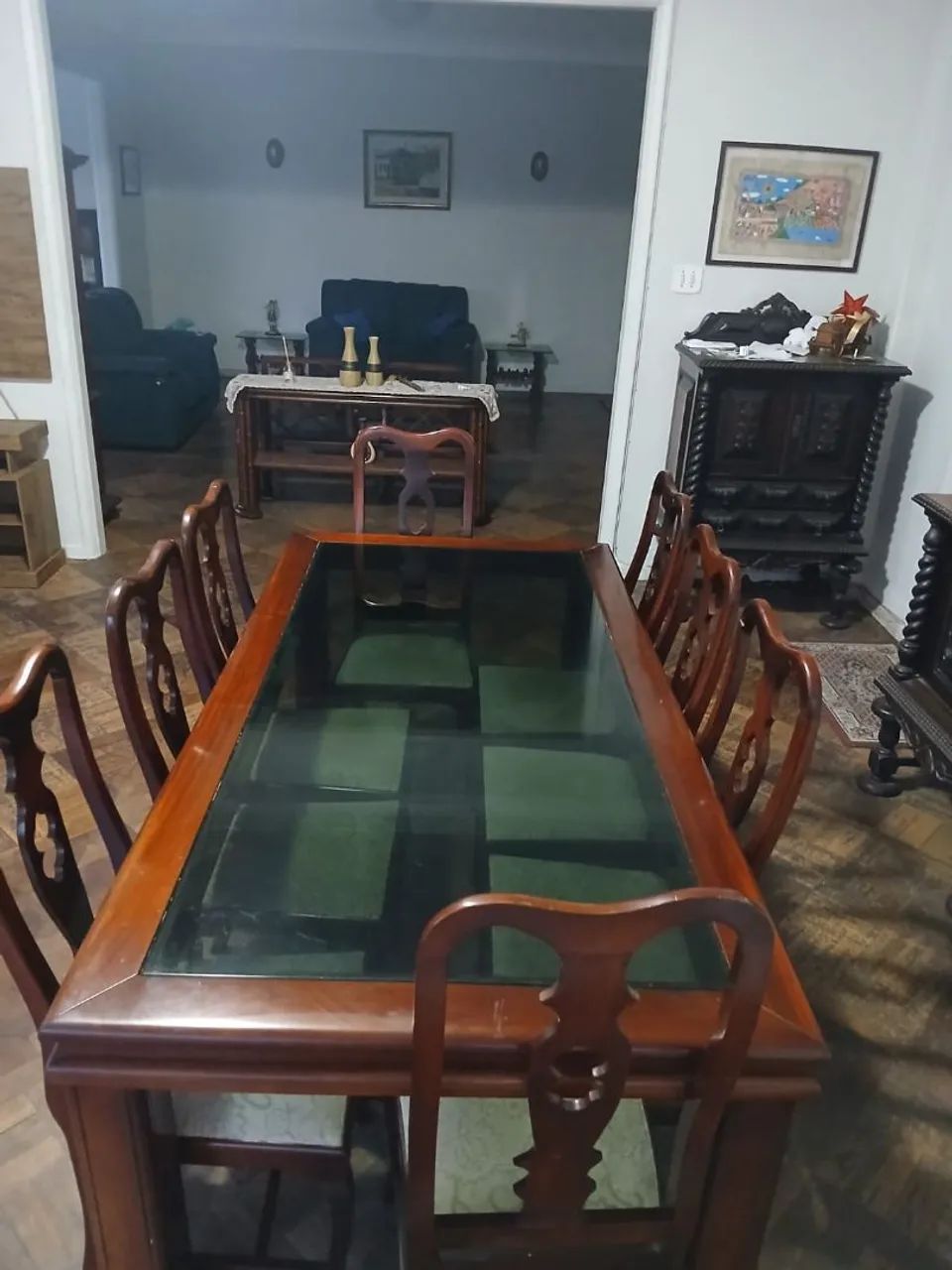 Mesa retangular de madeira c/ 8 cadeiras - Foto 2