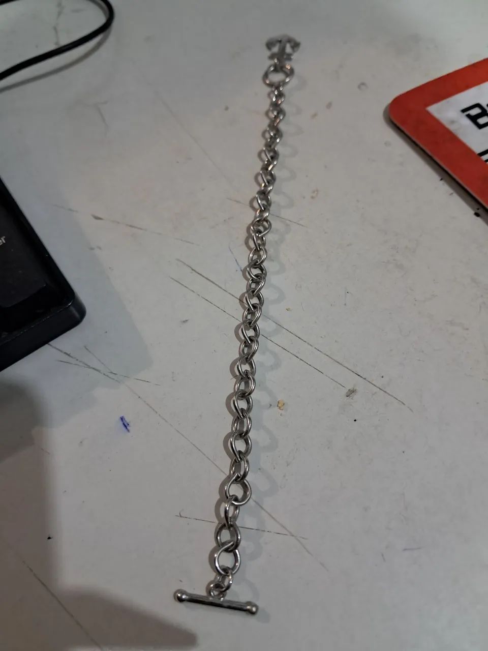 Pulseira banhada em rodio 20 cm nova