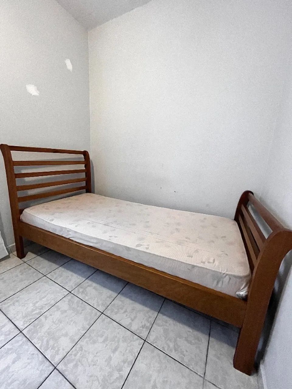 CAMA de Solteiro 1,97 x 97 cm - Madeira de verdade - [com COLCHÃO]