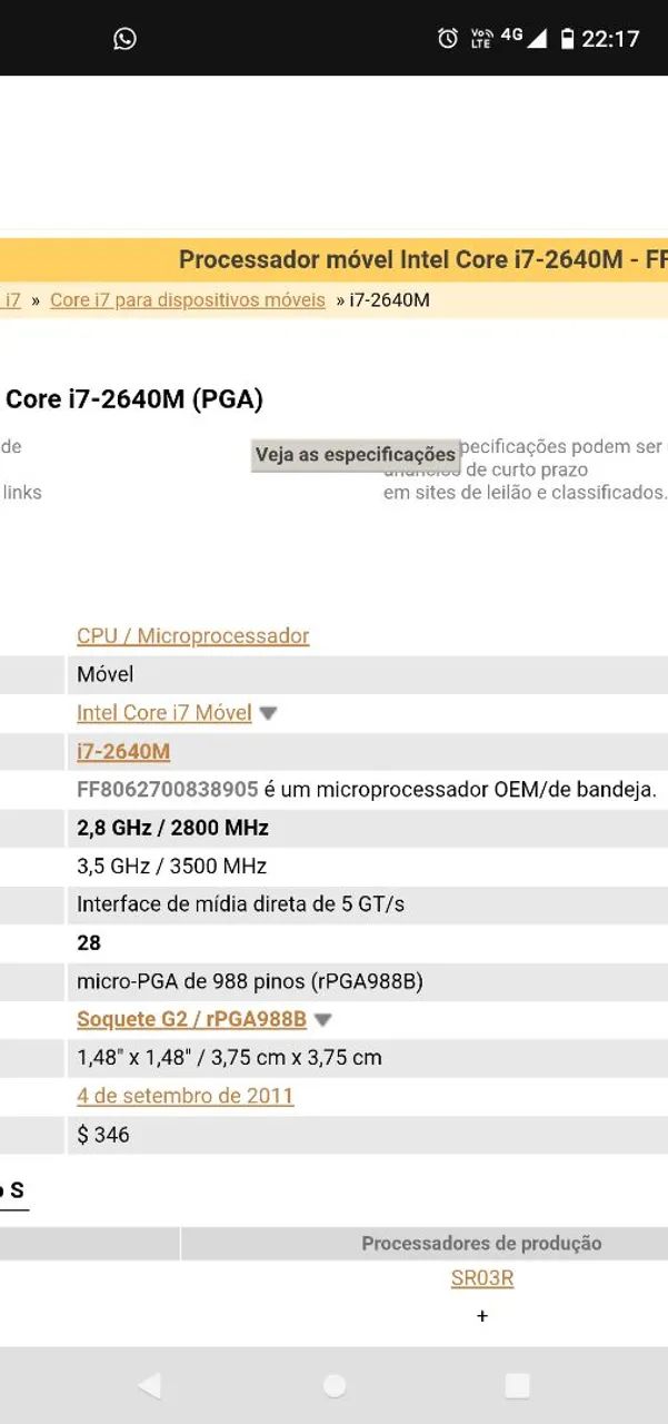 Processador core I7 2640M e core I5 3340 - Foto 3