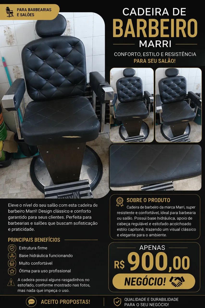 Cadeira de barbeiro Marri  - Foto 4