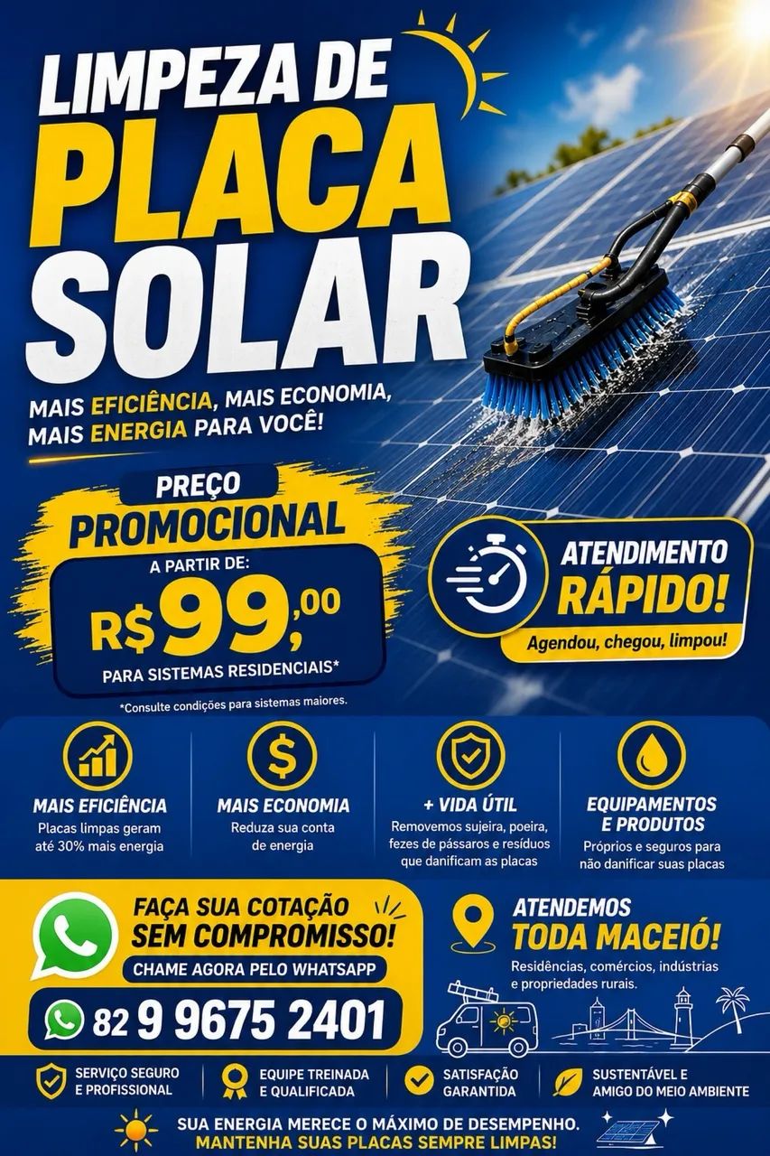 Limpeza placa solar 