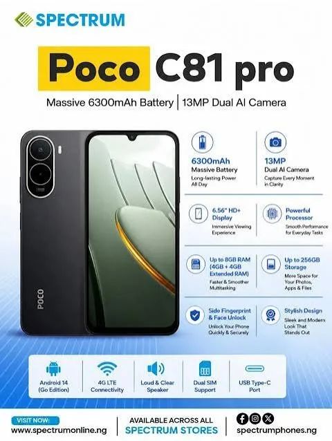 POCO C81 PRO  256/4GB 4G ,ENTREGA ,NOVOS