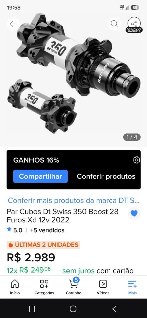 Roda Dt Swiss xr391 + cubos Dt Swiss 350 + raios Dt Swiss competition race - Foto 5