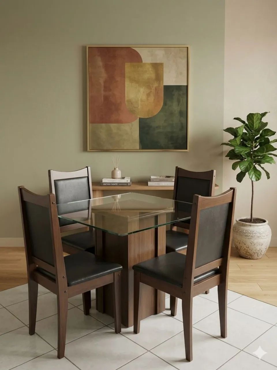 Mesa de vidro  com  cadeira 