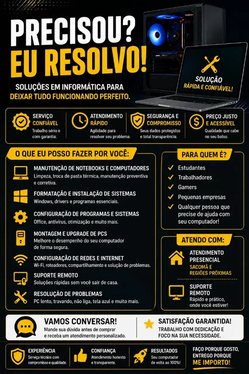 Serviços de Informática e Suporte Técnico - Sacomã e Região