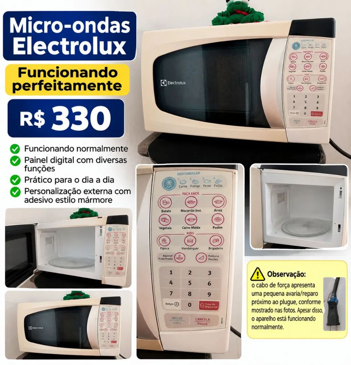Micro-ondas Electrolux Funcionando Perfeitamente-R$ 330