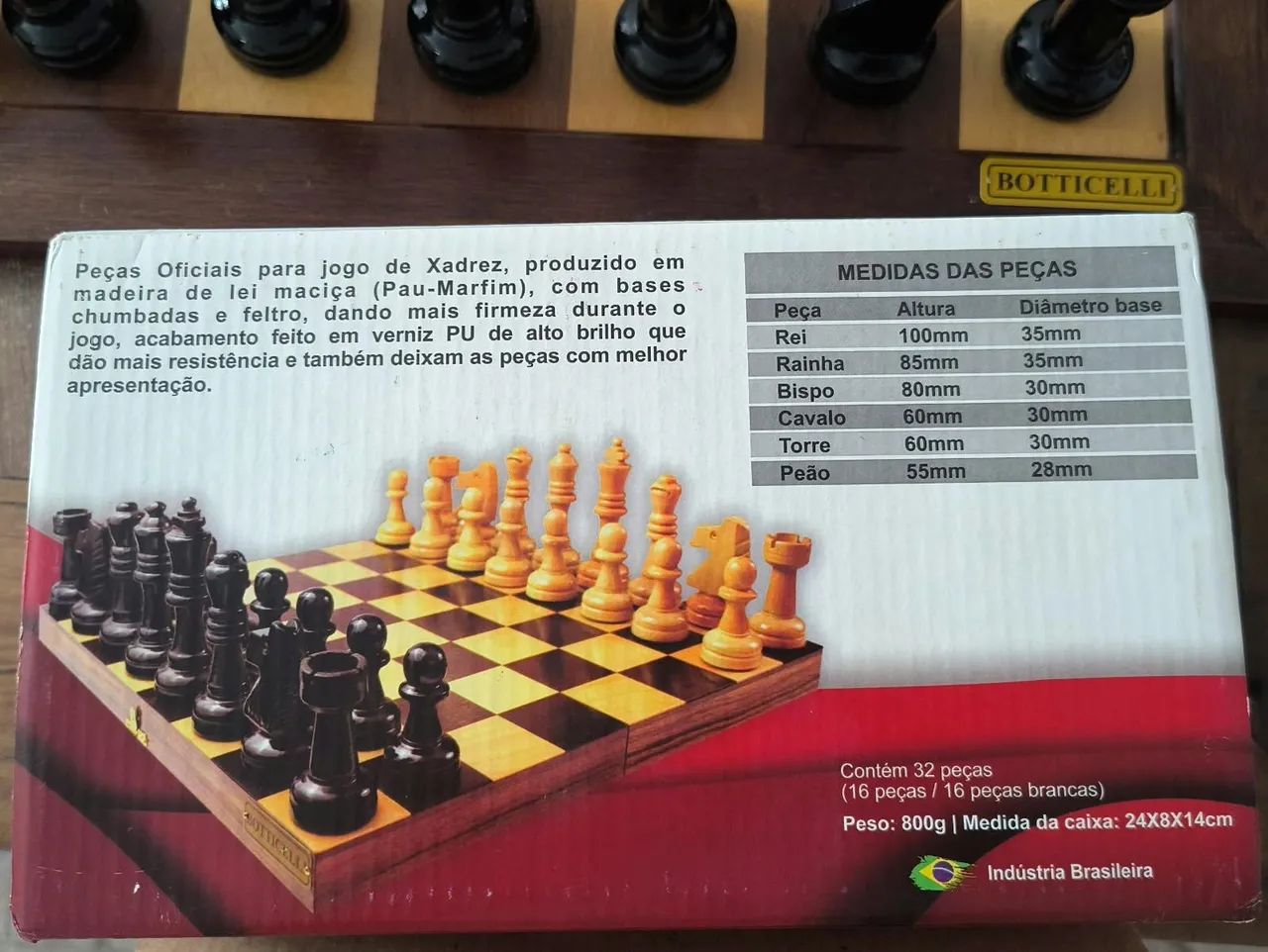 Jogo de Xadrez Completo (Tabuleiro e Peças) Botticelli - Foto 4