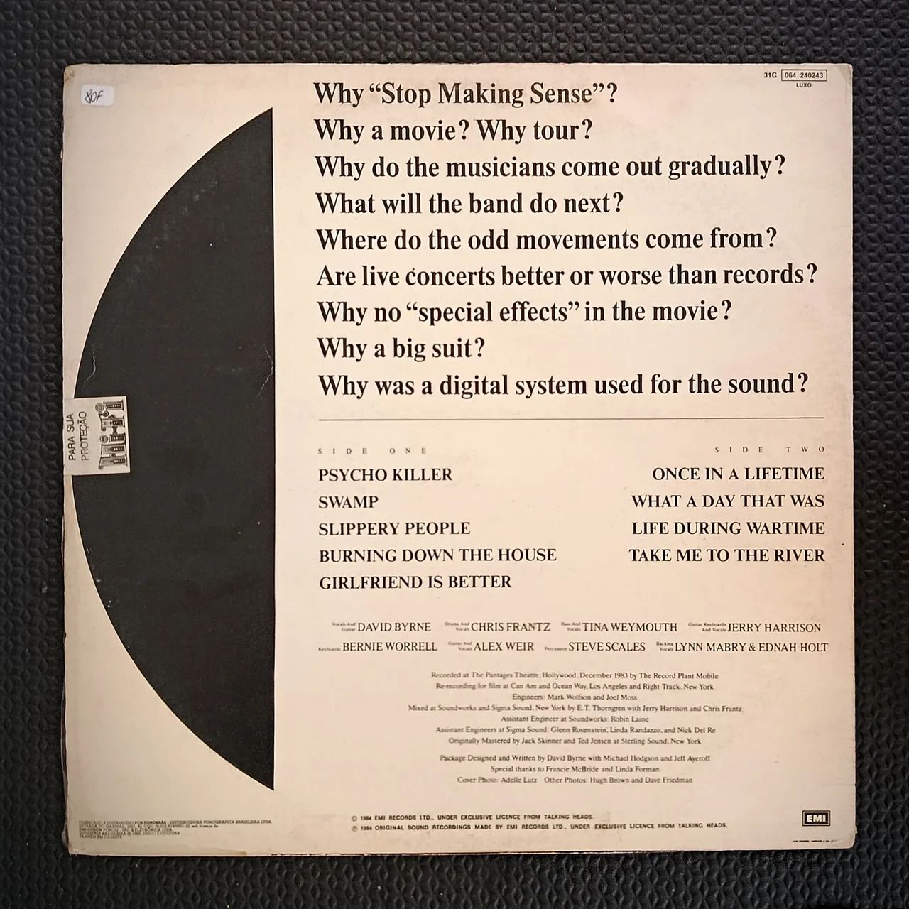 LP Talking Heads - Stop Making Sense - CDs, DVDs etc - Florestal