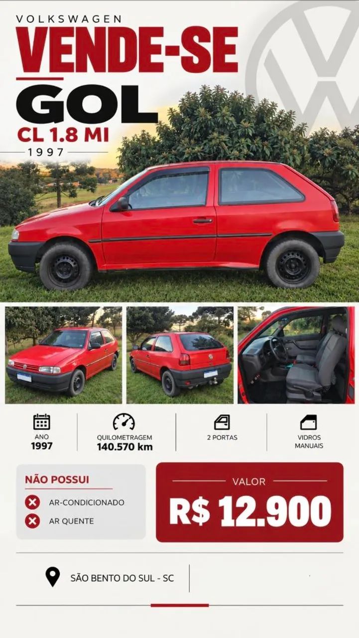 Volkswagen Gol Geração II CL 1.8 8V 90cv Gasolina Mec. 2P 1997