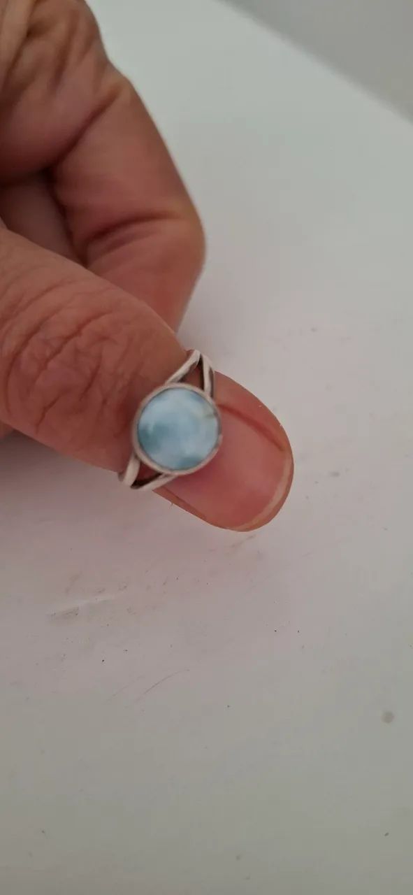 Anel de Prata com Pedra Azul - Foto 3