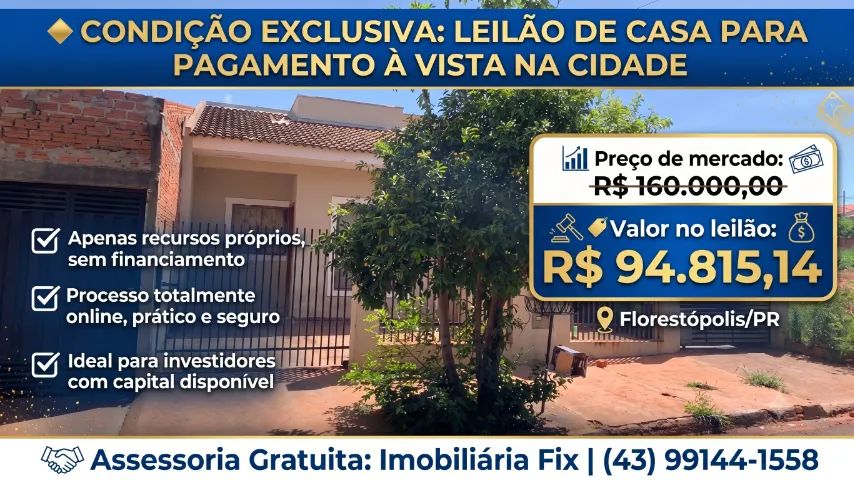 Imóvel com ótima proposta ? Casa no Centro, Florestopolis - PR, Nº 11, 2 quartos, 1 vaga, 