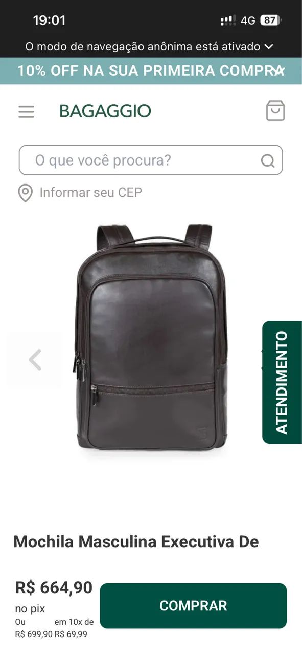 Mochila de Couro original 