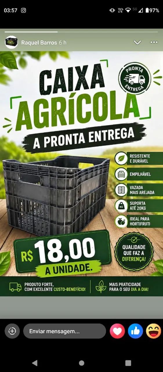 Promoção de caixas Plásticas Hortifruti preto * Edimundo 