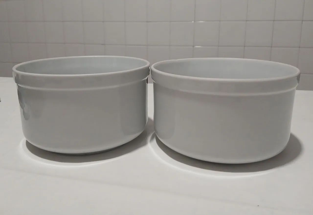 Par de Potes em Porcelana Branca Grande 19 cm - Excelente Estado