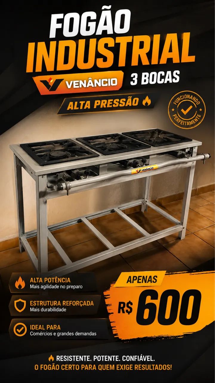 FOGÃO INDUSTRIAL 3 BOCAS - Foto 4