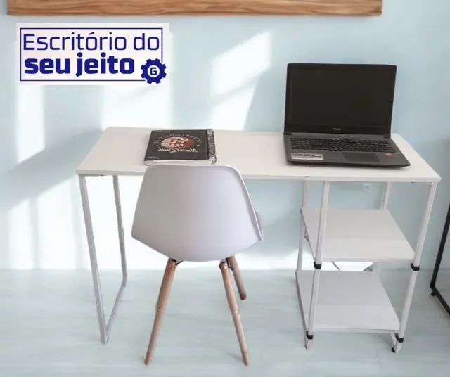 Escrivaninha 1,1m NOVA Mesa Multiuso Estilo Industrial para Computador Notebook de Estudo - Foto 2