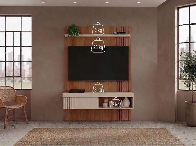 Painel para TV até 50 Polegadas Safira Freijó Off White - Frete Grátis - Foto 3