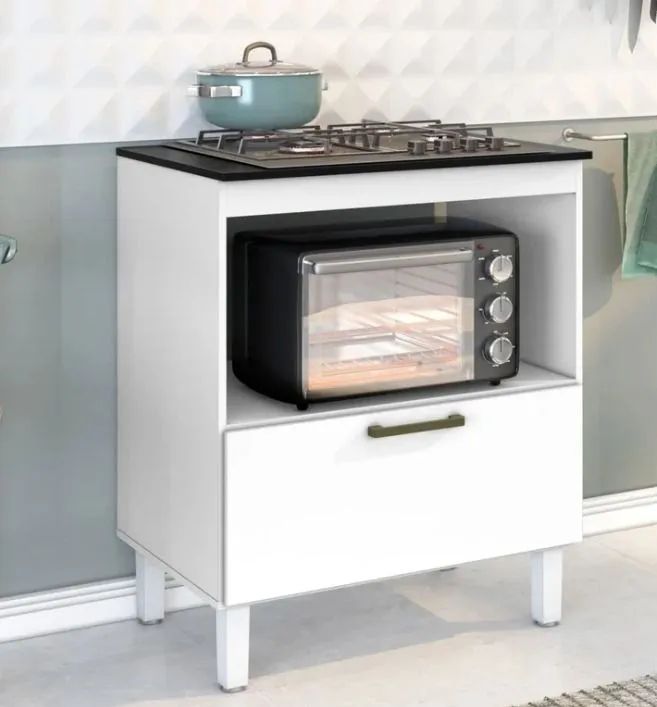 Balcão para Cooktop 4 Bocas com Porta Basculante Branco - Foto 5