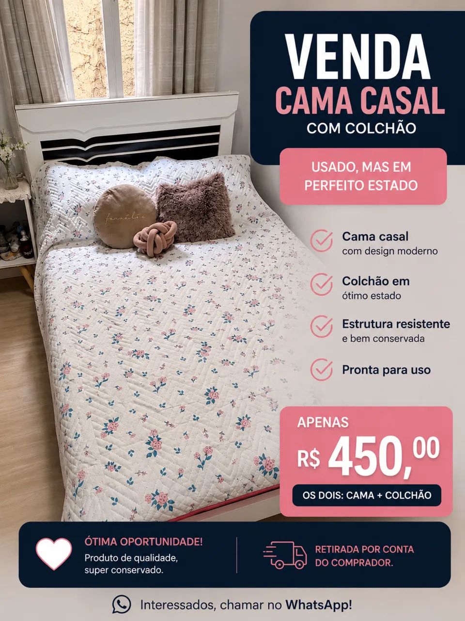 Cama casal com colchão