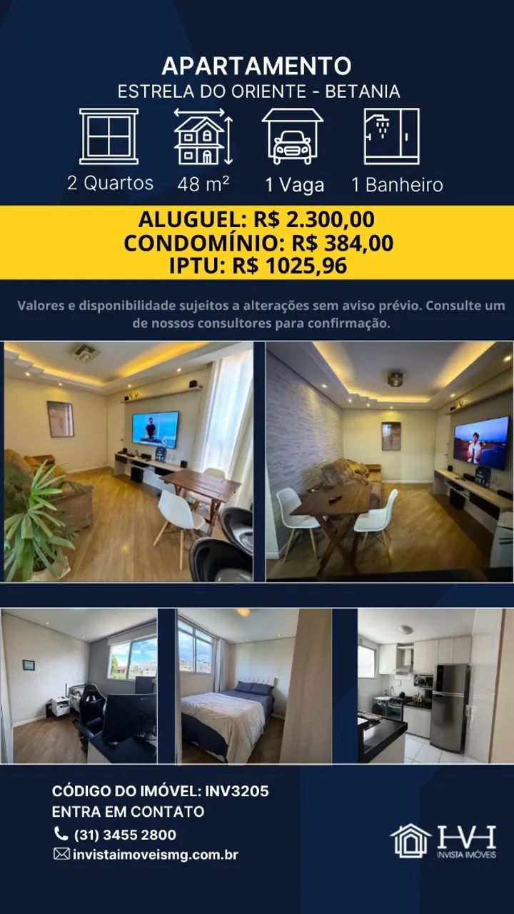 Apartamento 2 quartos - Betania - Aluguel