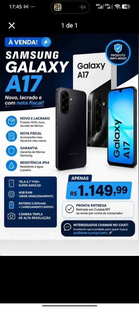 Vendo celular Samsung Galaxy A17 