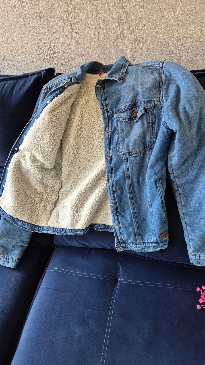 Jaqueta jeans sherpa