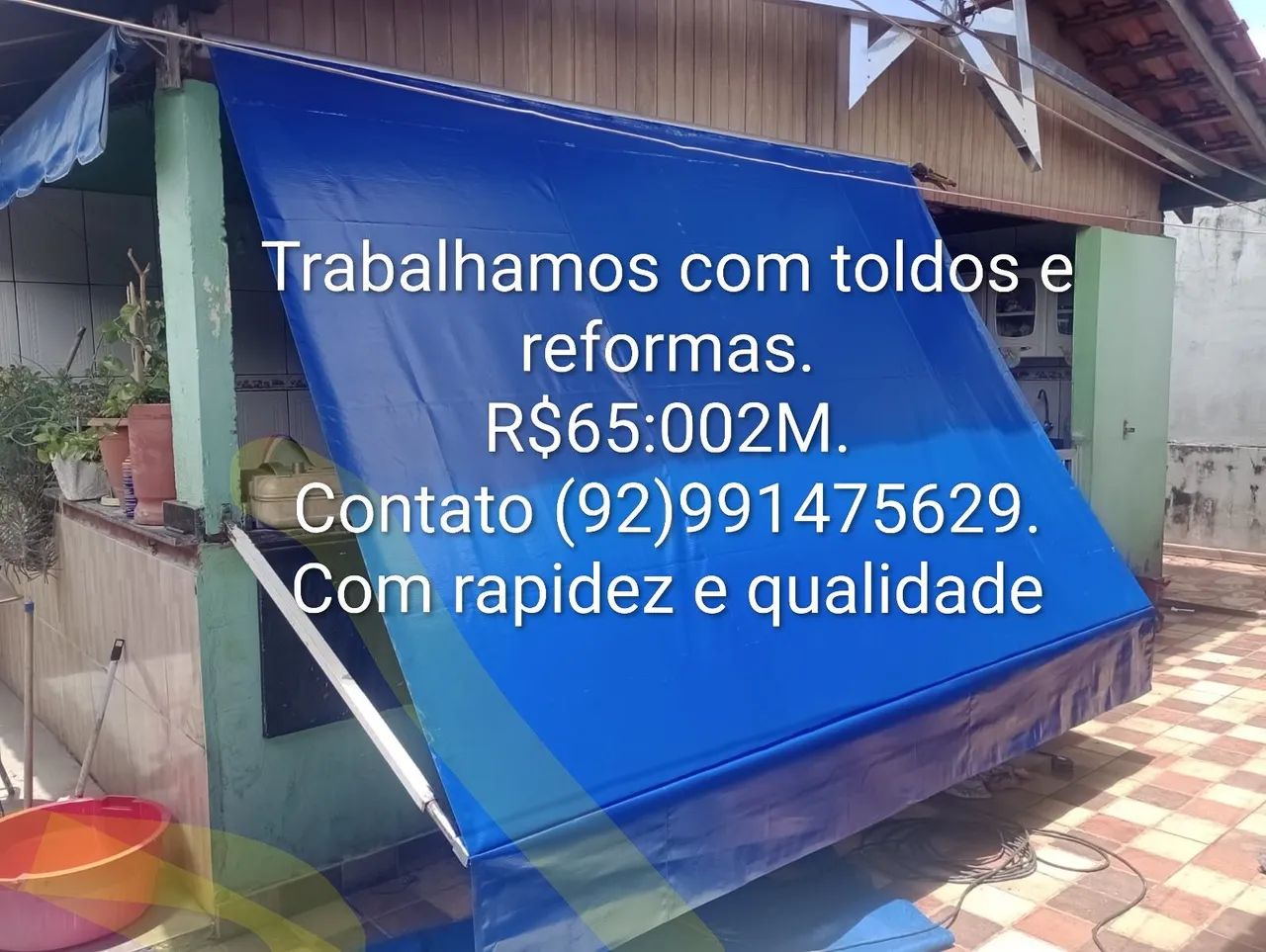 Trabalhamos com toldos e reformas. R$65:00M2. Contato *