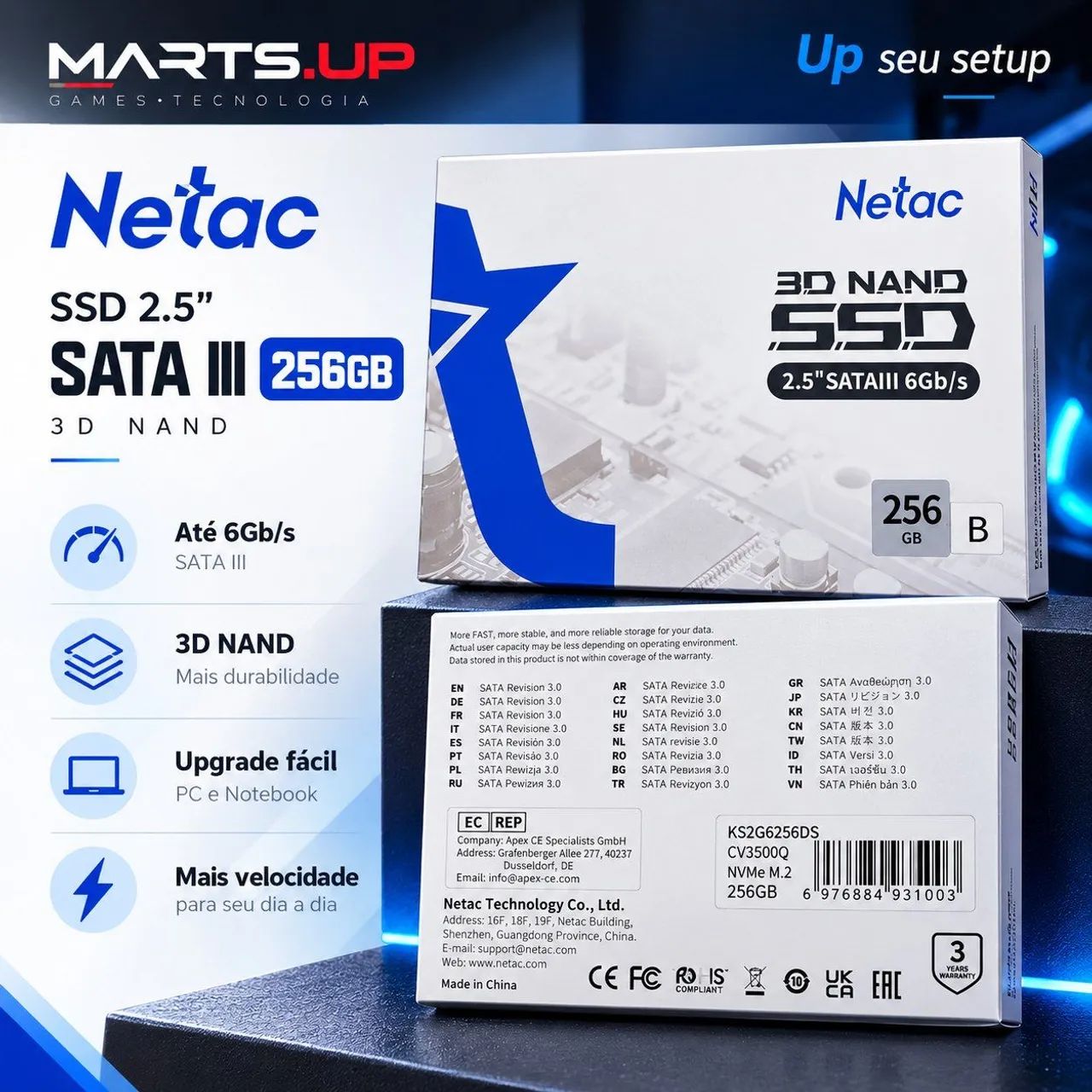 SSD SATA NETAC 256Gb - Foto 2