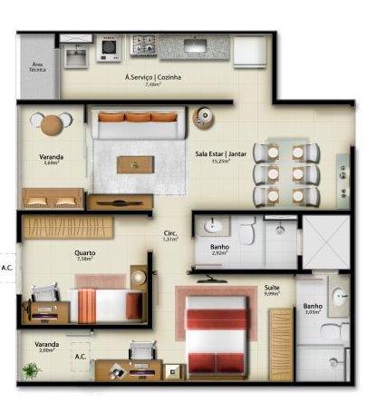 Apartamento para venda em vitória, jardim camburi, 2 dormitórios, 1 suíte, 1 banheiro, 1 v - Foto 14