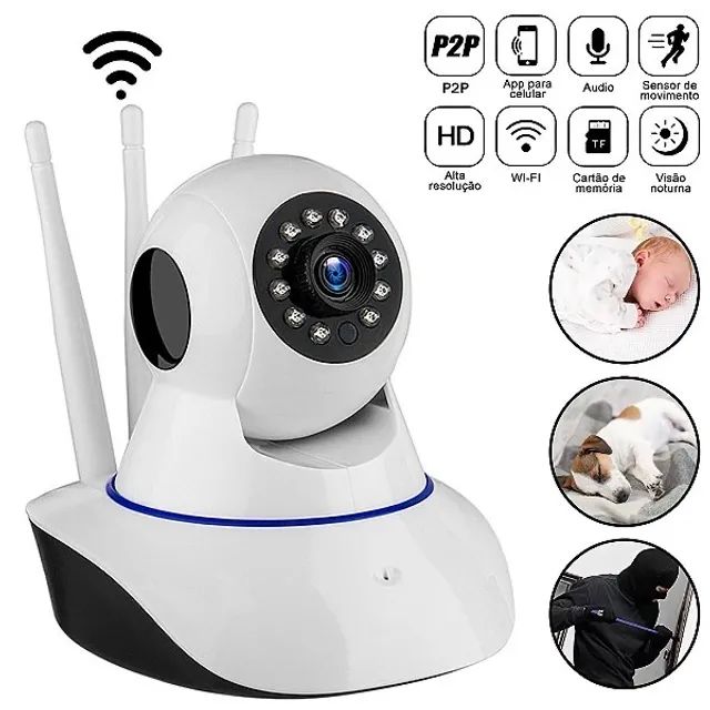 Camera ip wireless Wi-Fi 1080p full hd visão noturna 3 antenas Tomate mca-1320