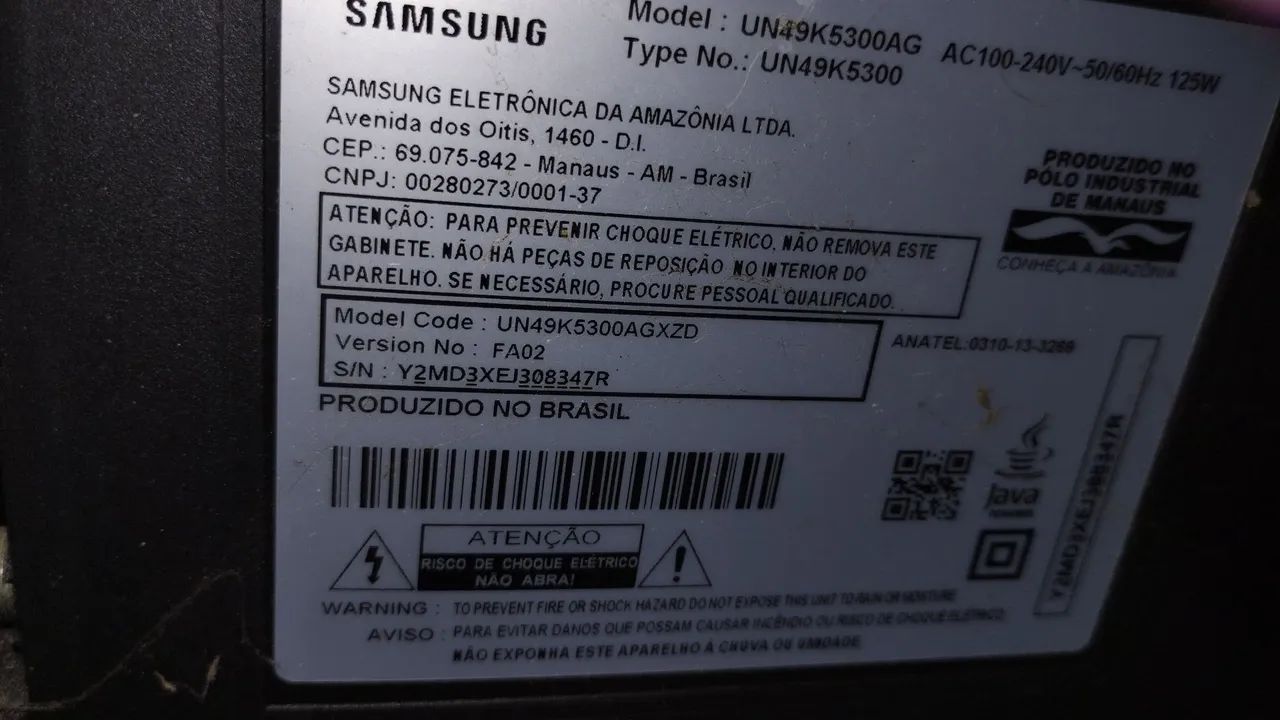 Tv Samsung retirada de pecas