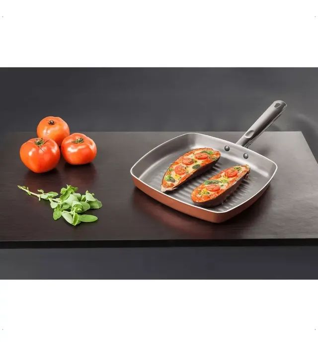 Panela Antiaderente Grill Curry Aluminio 24cm 1,3l Cobre - Foto 2