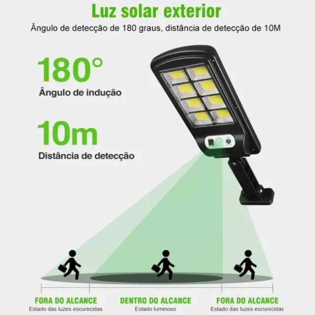 Luminária Solar Refletor Poste Luz À Prova D'Água Sensor De Presença 10 Leds - Foto 2