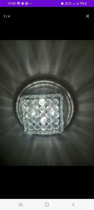 Lustre Plafon Quadrado Cristal Strass 4 lâmpadas - Foto 2