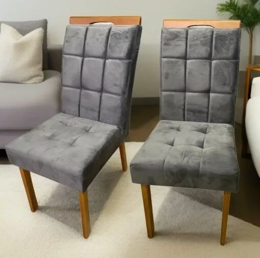 Kit Conjunto2 Cadeiras madeira Maciça Lara Mel/Grafite