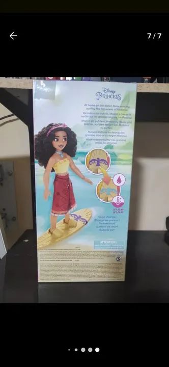 Boneca Princesas Disney - Moana Surfista Com Prancha - 30 Cm - Foto 3