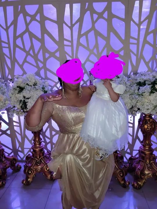 Vestido creme  dourado daminha