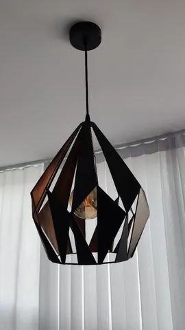 Luminária em Meta Preta e Cobre com Lâmpada Âmbar  - Foto 2