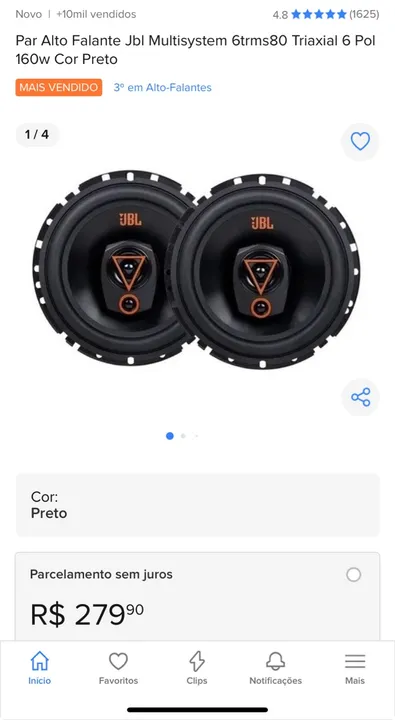4 Alto Falantes JBL Triaxial 6" - 80W RMS