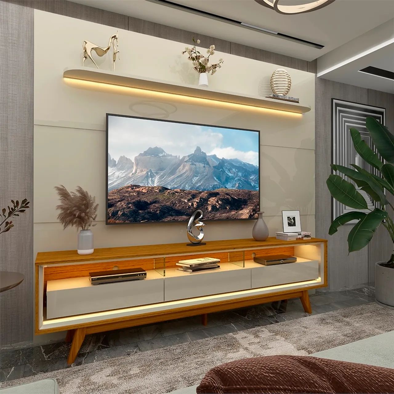 Rack Retrô com Painel Design Moderno tt443