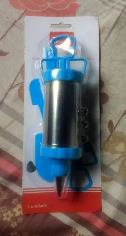 01 Pistola Confeiteiro Decorador Bolo Inox 4 Bicos E Espátula - Foto 2