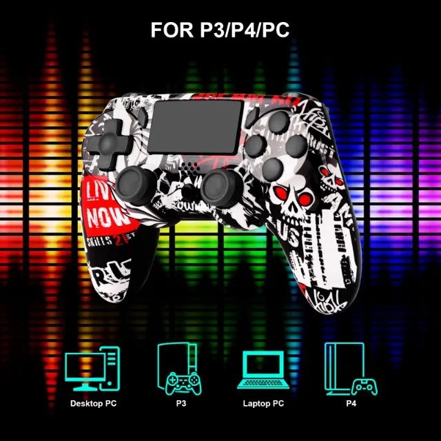 GAMINJA Controlador Bluetooth Sem Fio de Dupla Vibração, PS4, PS3, PC.