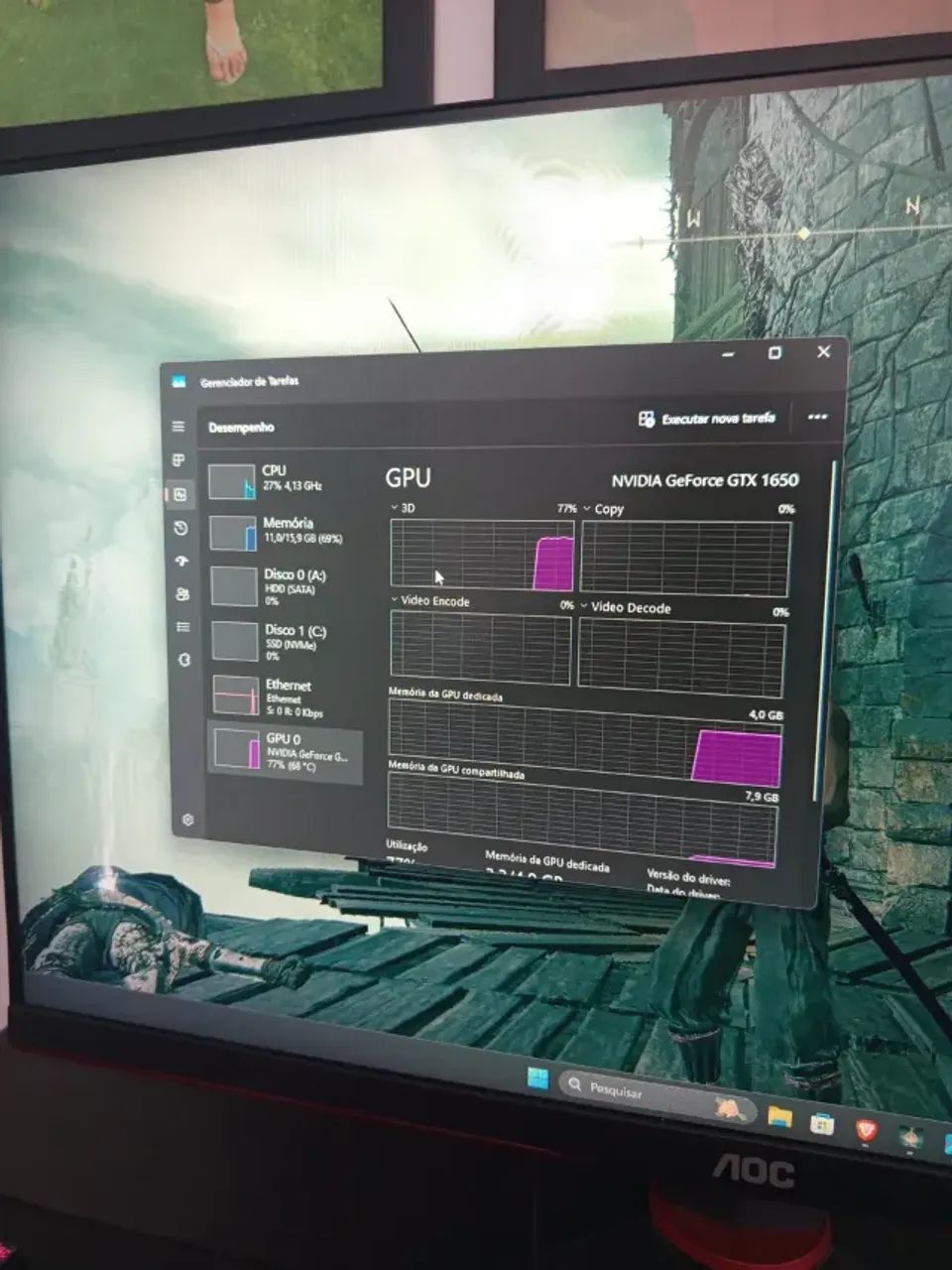 Placa de Vídeo ASUS TUF GAMING GeForce GTX 1650 4GB GDDR6. 600$ a vista, nao pago entrega - Foto 5