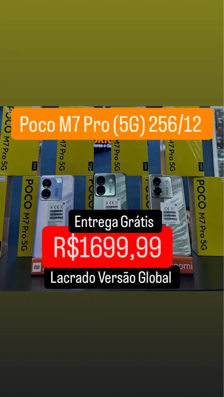 Poco M7 Pro 5G NFC 256GB 12GB RAM Lacrado Versão Global Garantia