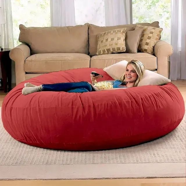 Puff Gigante Redondo140x20 Sem Enchimento Suede Premium Linha Gold