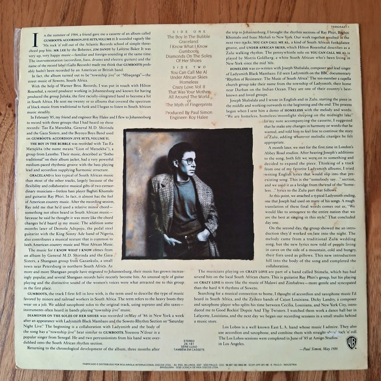 LP de Vinil - Paul Simon - Graceland (1987) - Um Marco da World Music - Ganhador do Grammy - Foto 2