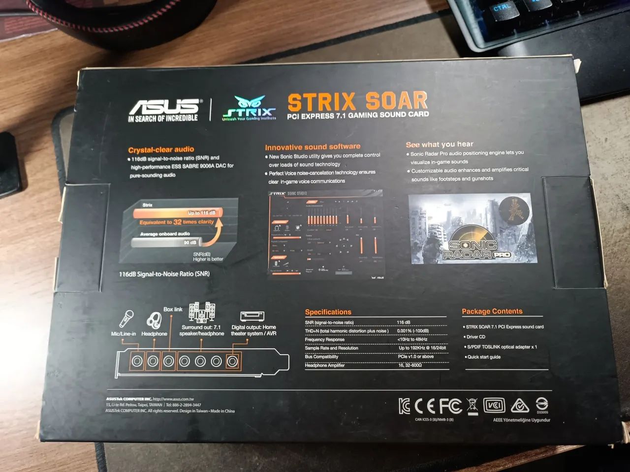 Placa de som gamer Asus Strix Soar 7.1 Pcie - Novíssima  - Foto 3
